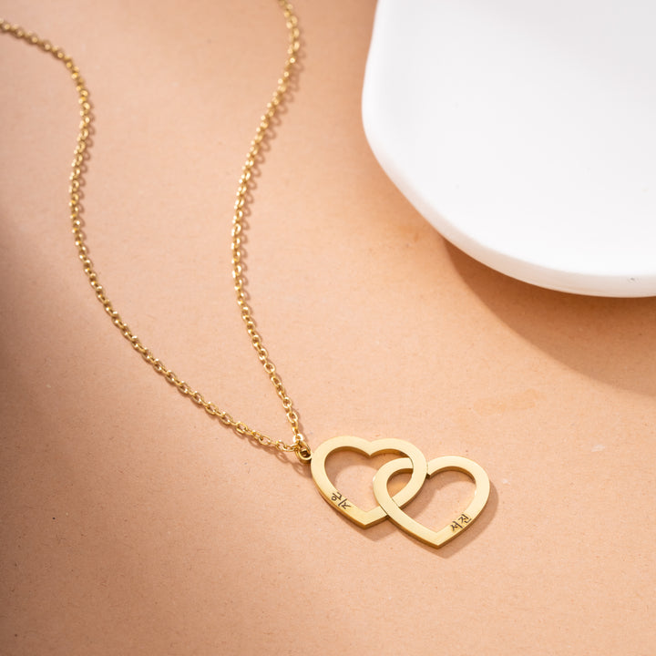 Collier Double Coeur Personnalisé Deux Prénoms Coréen