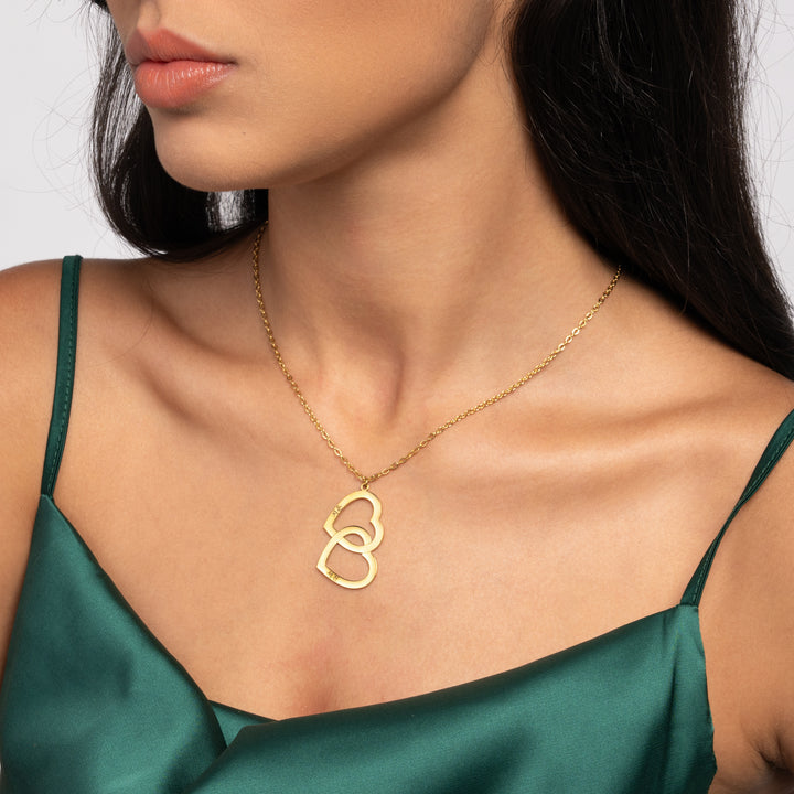 Collier Double Coeur Personnalisé Deux Prénoms Coréen