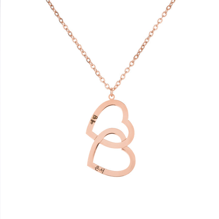 Collier Double Coeur Personnalisé Deux Prénoms Coréen